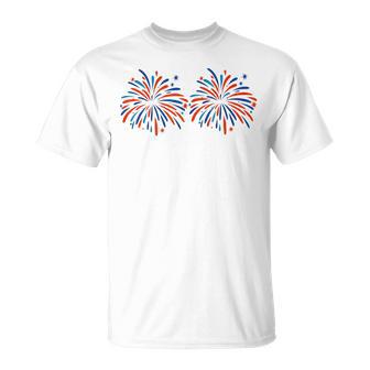 Just Here For The Fireworks Patriotic Couple T-Shirt - Monsterry