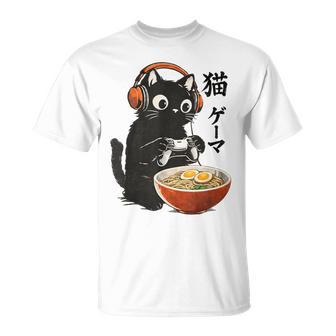 Kawaii Gaming Japanese Cat Gamer Retro Ramen Boys T-Shirt - Thegiftio