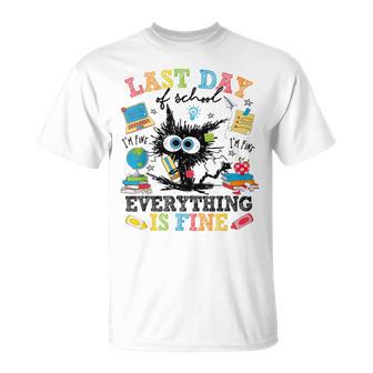 Last Day Of School Cat Everything Is Fine Gratduation T-Shirt - Thegiftio UK