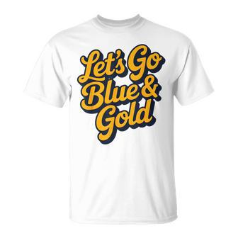 Let's Go Blue & Gold Team Summer Camp Game Day Match Spirit T-Shirt - Monsterry