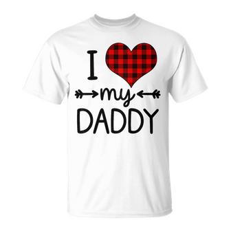 I Love My Daddy Baby Girl Fathers Day Toddler Heart Plaid T-Shirt - Thegiftio UK