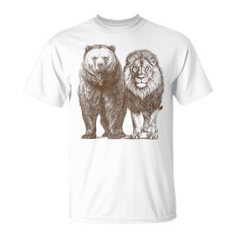 Majestic Bear & Lion Animaux Cool Retrointage Zoo Cool T-Shirt - Cadeauxyz