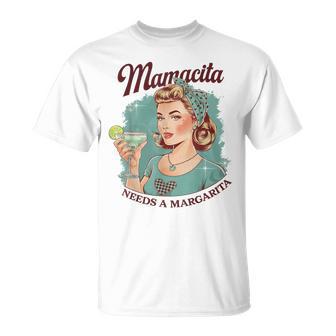 Mamacita Needs A Margarita Cocktails Retro Vintage Vibes T-Shirt | Seseable CA