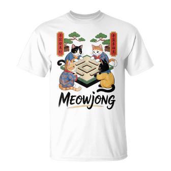 Meowjong Cat Mahjong Anime Kawaii Cats T-Shirt - Thegiftio