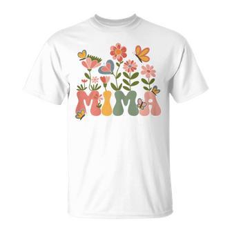 Mima Grandma Wildflower Retro Groovy Floral Mima T-Shirt - Thegiftio UK