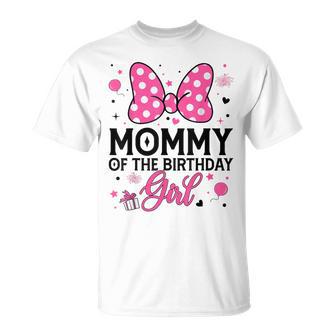 Mommy Of The Birthday Girl Cute Pink Bow Family Matching T-Shirt - Thegiftio UK