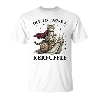 Off To Cause A Kerfuffle Whimsical Cat Meme T-Shirt - Monsterry UK
