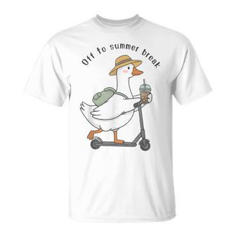 Off To Summer Break Goose Last Day Of School Teacher T-Shirt | Seseable UK