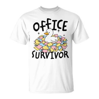 Officeurvivor かわいいアヒルの付箋 ユーモア 長袖tシャツ Tシャツ - Kawaiitshirt