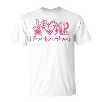 Peace Love Arkansas Floral Vintage Arkansas Pride State T-Shirt - Thegiftio