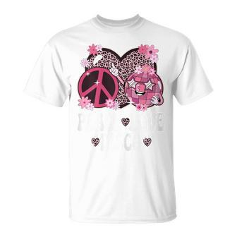 Peace Love Disco Outfit Leopard Print Girls 70S Disco T-Shirt - Thegiftio UK