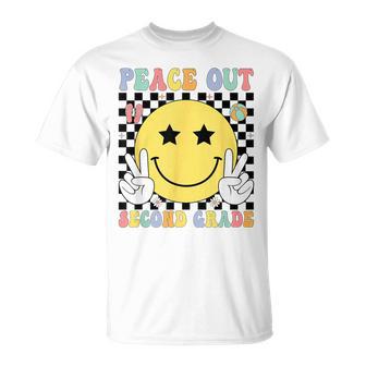 Peace Out Second Grade Graduation Smile Face Last Day School T-Shirt - Thegiftio