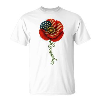 Poppy Flower Veterans Day Usa Flag Memorial Day 4Th Of July T-Shirt | Mazezy