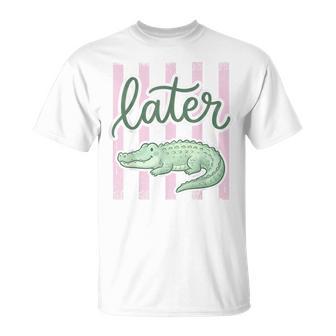 Preppy Later Gator Cute Crocodile Graphic Last Day Of School T-Shirt - Monsterry