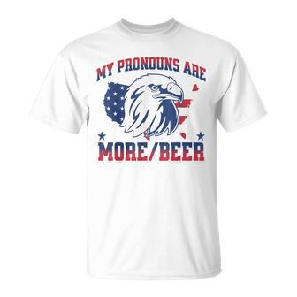 My Pronouns Are More Beer Usa Eagle American July 4Th Men T-Shirt - Monsterry