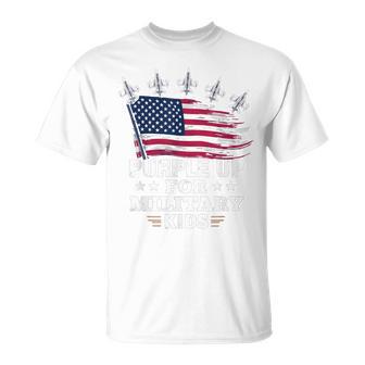 Purple Up For Military Kids Month Support American Flag T-Shirt - Thegiftio UK