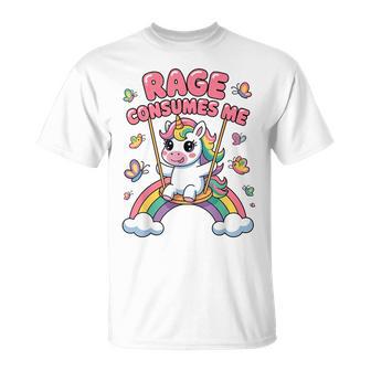 Rage Consumes Me Sarcastic Unicorn Girls T-Shirt - Thegiftio UK