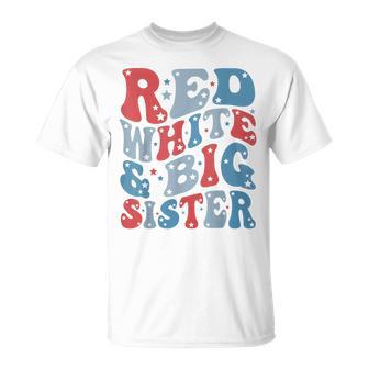 Red White And Big Sister Gender Reveal Family Matching T-Shirt - Thegiftio UK