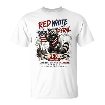 Red White Feral Raccoon America 250Th Patriotic Women T-Shirt - Thegiftio UK