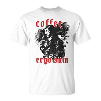 René Descartes Café Principios Filosofía Coffee Ergoum Camiseta unisex - Regaloses