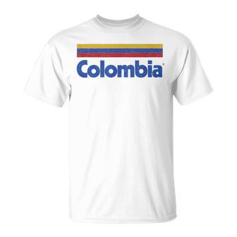 Retro Colombia Flag Vintage Colombian Pride Yellow Colombia T-Shirt | Seseable CA