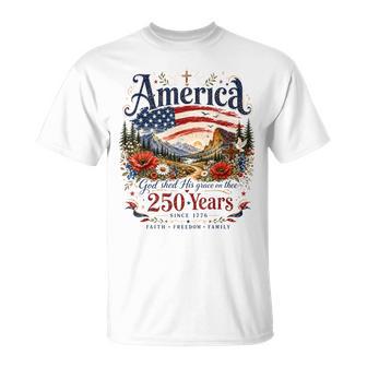Retro Daisy America God Shed His Grace On Thee 250 Years T-Shirt - Thegiftio UK