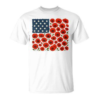 Retro Flower Usa Flag Boho 4Th Of July American Flag Women T-Shirt - Thegiftio