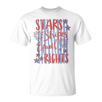 Retro Striped Stars Stripes Equal Rights Liberal 4Th Of July T-Shirt - Thegiftio UK