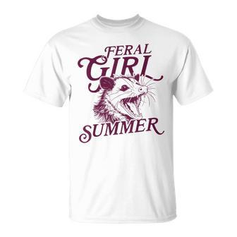 Retro Vintage Feral Girl Summer Opossum Lovers Meme T-Shirt - Monsterry