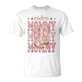 Rodeo Mommy Pink Boots Coquette Cow-Girl Birthday Party T-Shirt - Thegiftio