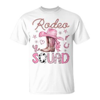 Rodeo Squad Pink Cowgirl Coquette Boots Birthday Girl T-Shirt - Thegiftio UK