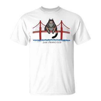 San Francisco Cat Golden Gate Bridge Kitten Lover Vintage T-Shirt | Mazezy