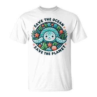 Save The Ocean Save The Planet Cute Sea Turtle T-Shirt - Monsterry