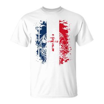 Soldat Avec Drapeau Français Et Croix De Lorraine Haut De Gamme T-Shirt - Cadeauxyz