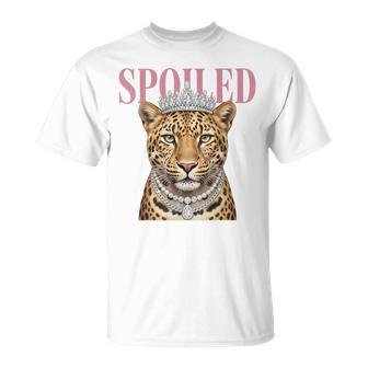 Spoiled Leopard Jeweled Crown Saying Quote Women T-Shirt - Thegiftio UK