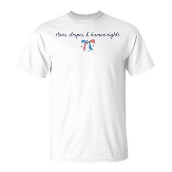 Stars And Stripes And Human Rights 4Th Of July Bow Coquette T-Shirt - Thegiftio UK