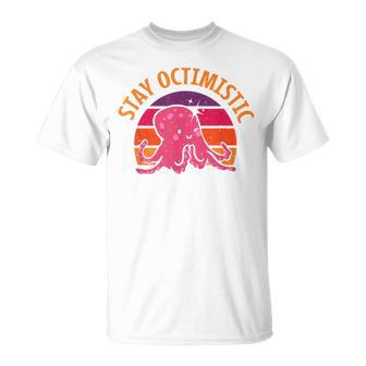 Stay Octimistic オクトパス 頭足類 イカ メンズ レディース Tシャツ - Kawaiitshirt