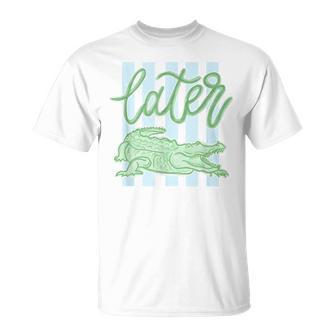 Striped Later Gator Last Day Of School Teacher Students T-Shirt - Monsterry