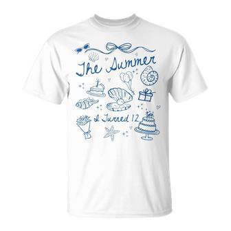 Summer I Turned 12 Cute Coastal Bow Seashell 12Th Birthday T-Shirt - Thegiftio UK
