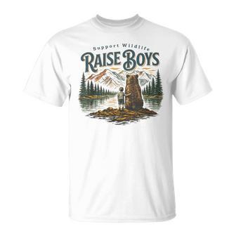 Support Wildlife Raise Boys Outdoor Mama Bear Nature Lover T-Shirt | Mazezy