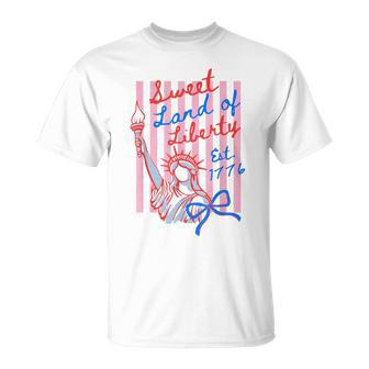Sweet Land Of Liberty Est 1776 4Th July Usa Flag Women T-Shirt | Mazezy