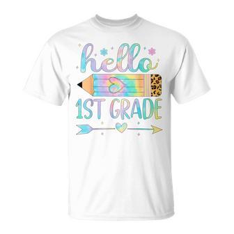 Tie Dye 1St Grade Back To School Hello First Grade Teacher T-Shirt - Thegiftio UK