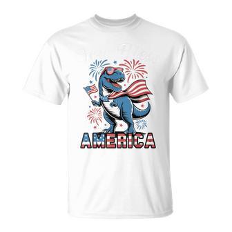 Toddler Boy God Bless America 4Th July Dinosaur Patriotic T-Shirt - Thegiftio UK