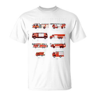 Toddler Boy Types Of Firetruck Firefighter Baby Dad Fireman T-Shirt - Thegiftio UK