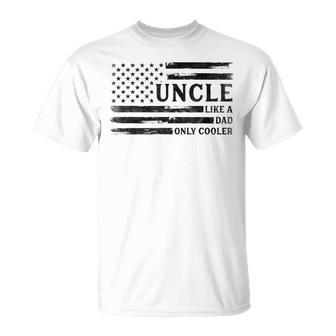 Uncle Like A Dad Only Cooler Father's Day Black Usa Flag T-Shirt | Seseable UK