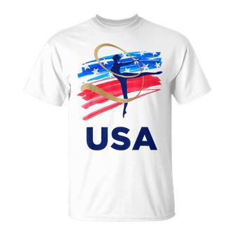 Usa Sport Team Gear Summer Gymnastics White Small Classic Fit Usa Flag T-Shirt - Monsterry
