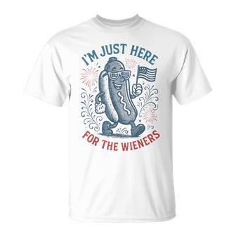 Vintage Hot Dog I'm Just Here For The Wieners 4Th Of July T-Shirt - Thegiftio UK