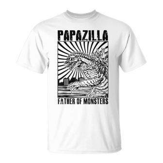 Vintage Papazilla Father Of The Monsters Dad Fathers Day T-Shirt - Monsterry UK