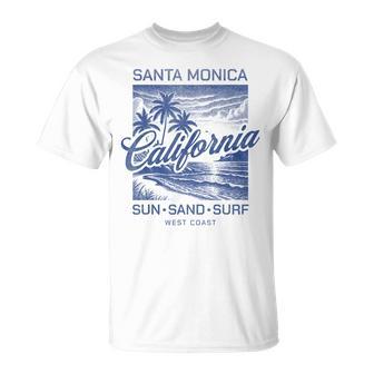 Vintage Santa Monica California Beach Sun Sand Surf Sunset T-Shirt - Thegiftio UK