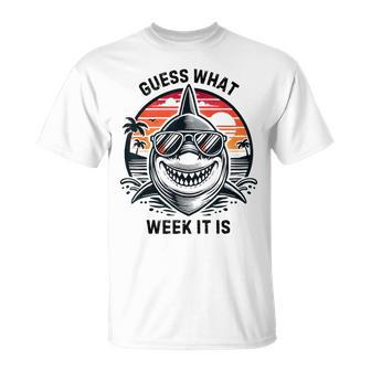 Vintage Shark 2025 Week Guess What Week It Is Shark Lover T-Shirt - Thegiftio UK